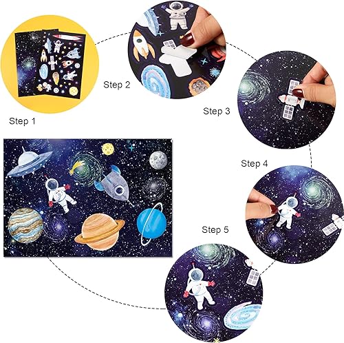 Vista 4 de Tenare 24 hojas de calcomanías espaciales para niños, sistema solar, astronauta, mezcla y combina la pared exterior exterior, haz tu propia