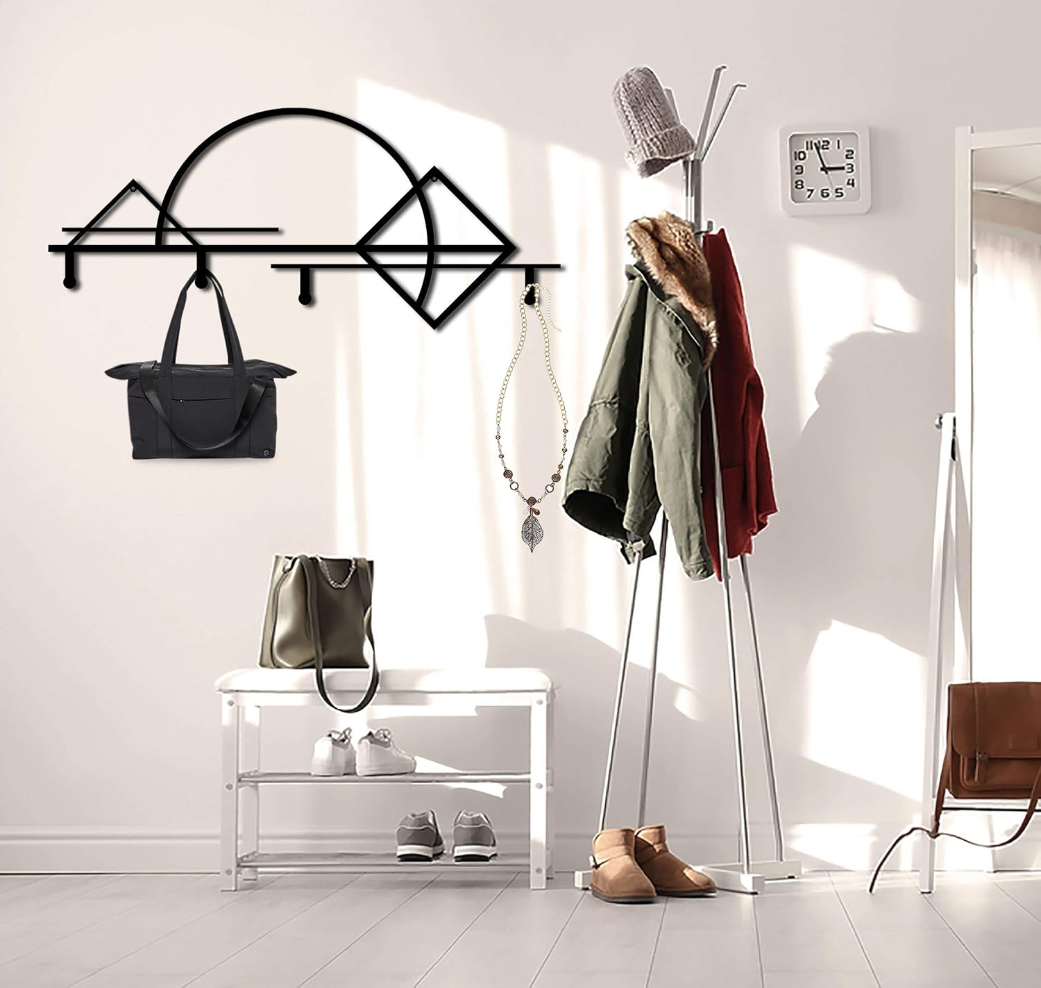 Metal Coat Stand | Minimal Style Hall Stand Wall Hanger, Office Wall Sign, Metal Mountain Decor Sign, Housewarming Gift