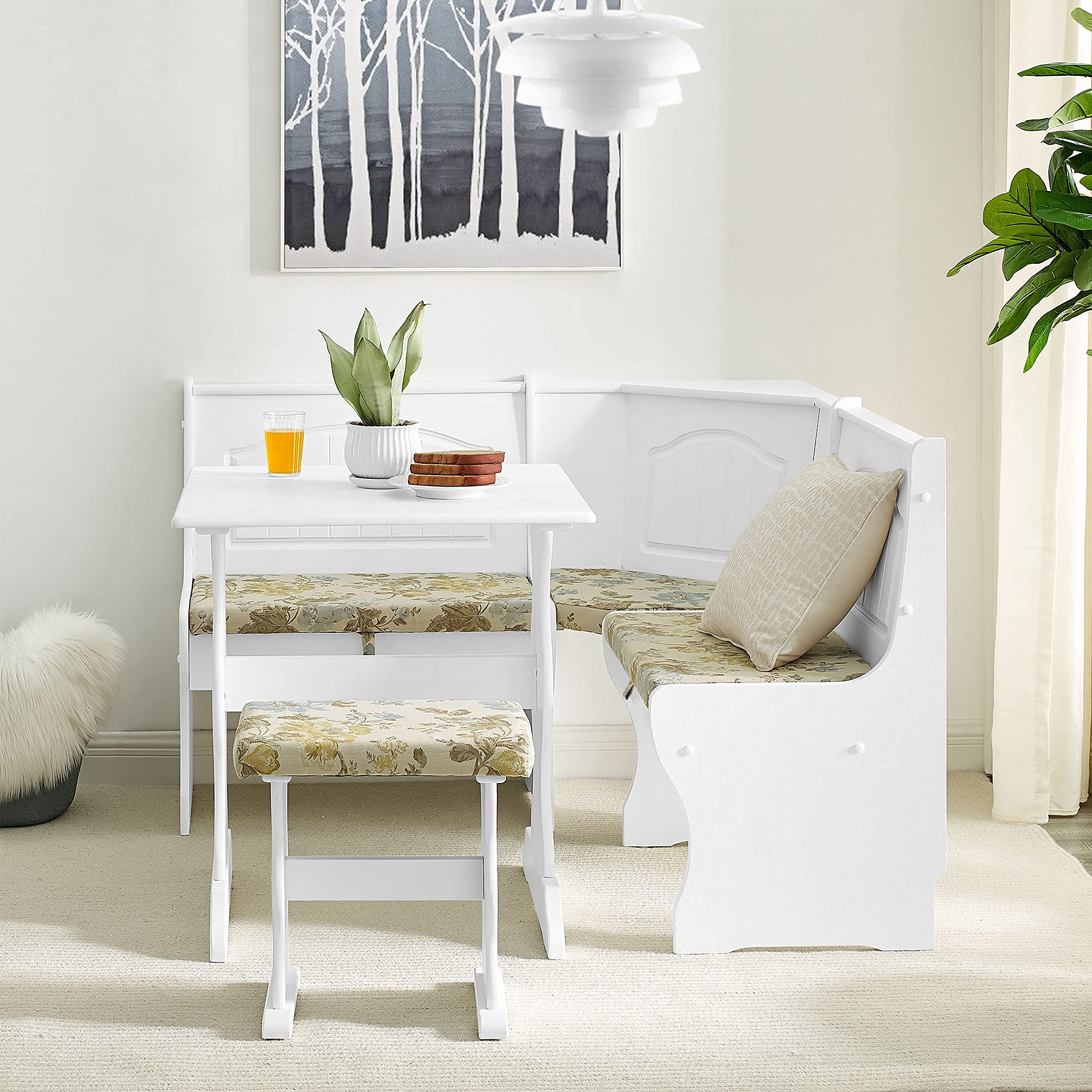 Buy MUSEHOMEINC Modern Design 3 Pieces Solid Wood Breakfast Nook Corner