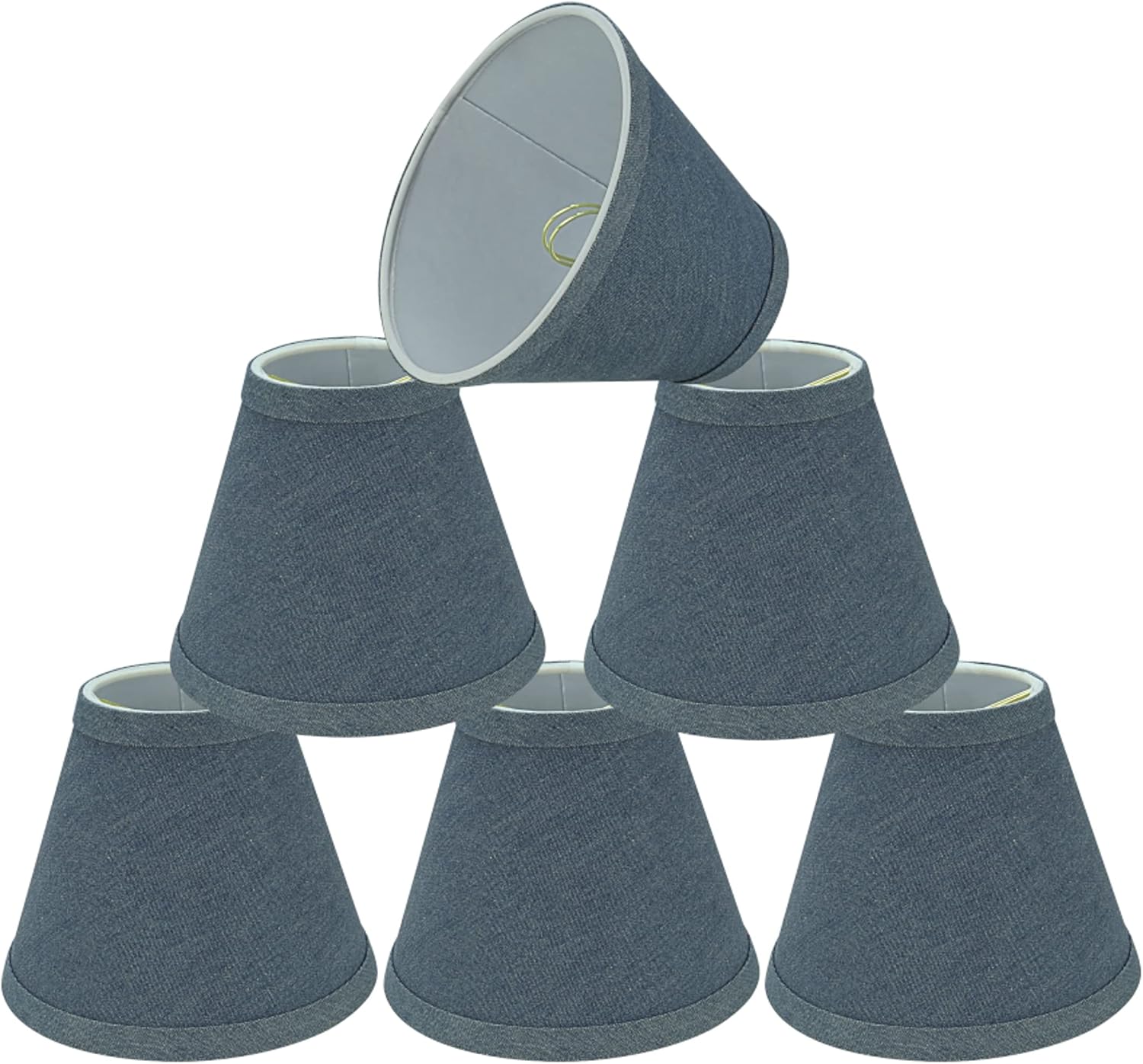 Aspen Creative 32108-6A, Hardback Empire Clip-On Chandelier Lamp Shade, Washing Blue, 3" Top x 6" Bottom x 5" Slant Height, Set of 6