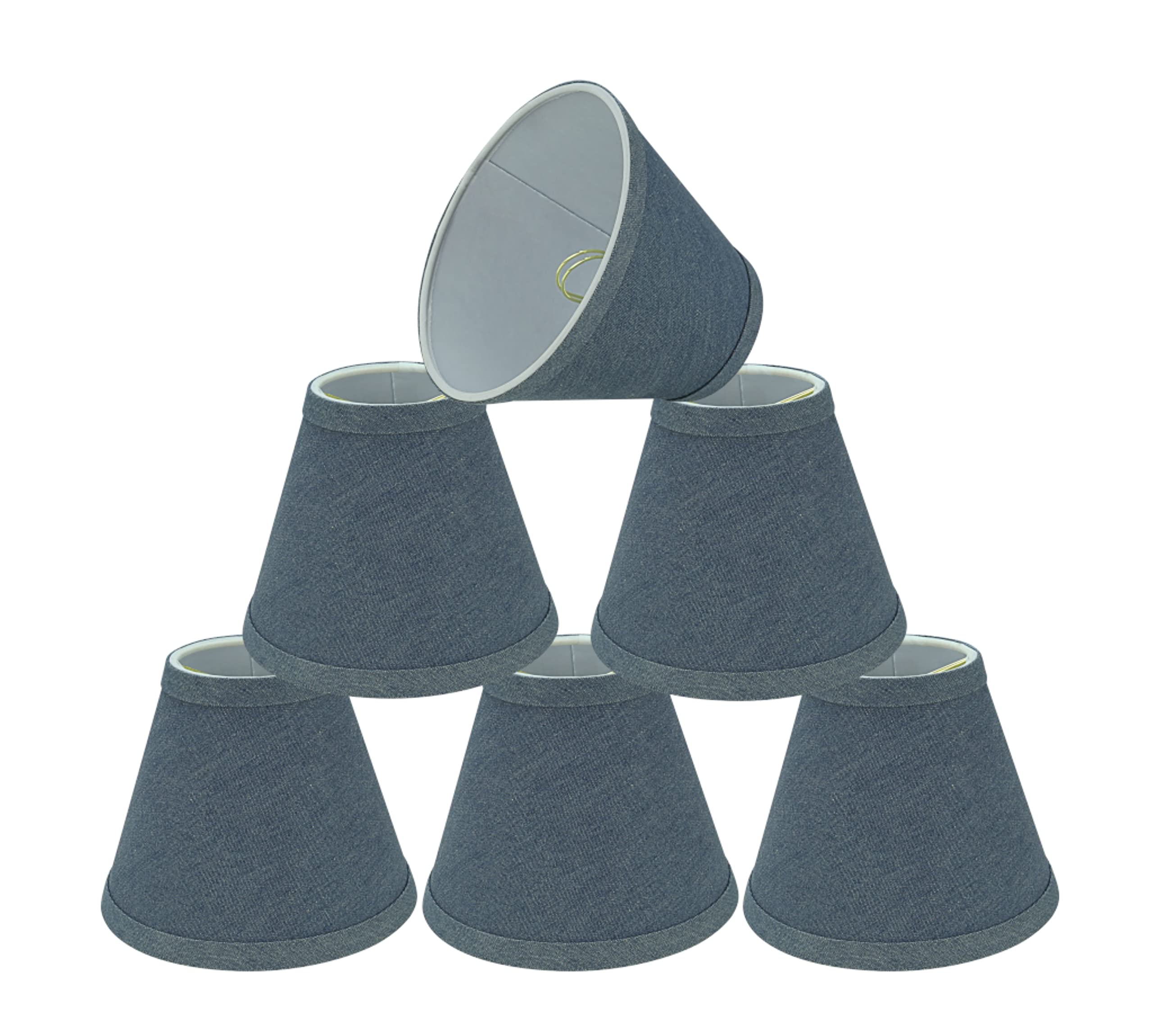 Aspen Creative 32108-6A, Hardback Empire Clip-On Chandelier Lamp Shade, Washing Blue, 3" Top x 6" Bottom x 5" Slant Height, Set of 6