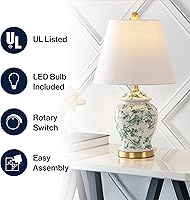 Vista 4 de JONATHAN Y JYL3005B Penelope 22" lámpara de mesa LED clásica de estilo chinoiserie, tradicional, estilo cabaña, para mesita de noche, escritorio