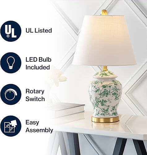 Miniatura 4 de JONATHAN Y JYL3005B Penelope 22" lámpara de mesa LED clásica de estilo chinoiserie, tradicional, estilo cabaña, para mesita de noche, escritorio