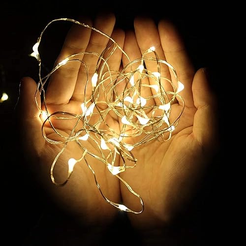 Miniatura 4 de cadena de 20 luces LED estrelladas alimentadas con pilas (incluidas), cable de cobre de 6.6 pies, luces luciérnaga a prueba de agua para bricolaje,