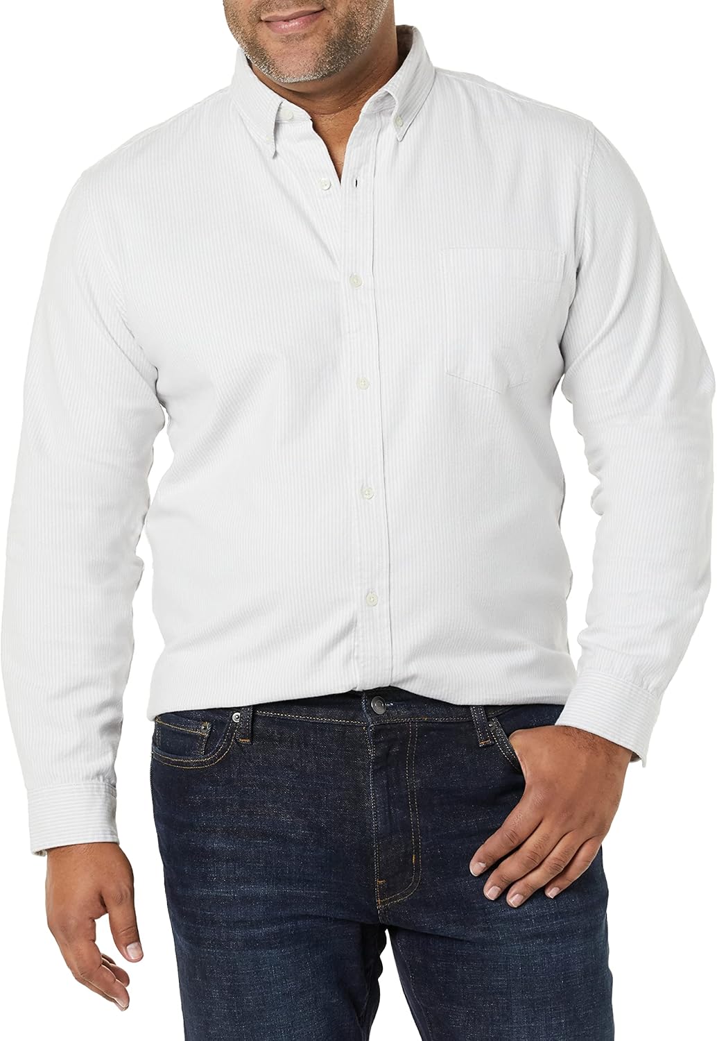 Amazon Essentials Men's Slim-Fit Long-Sleeve Stretch Oxford Shirt with Pocket - Image 4