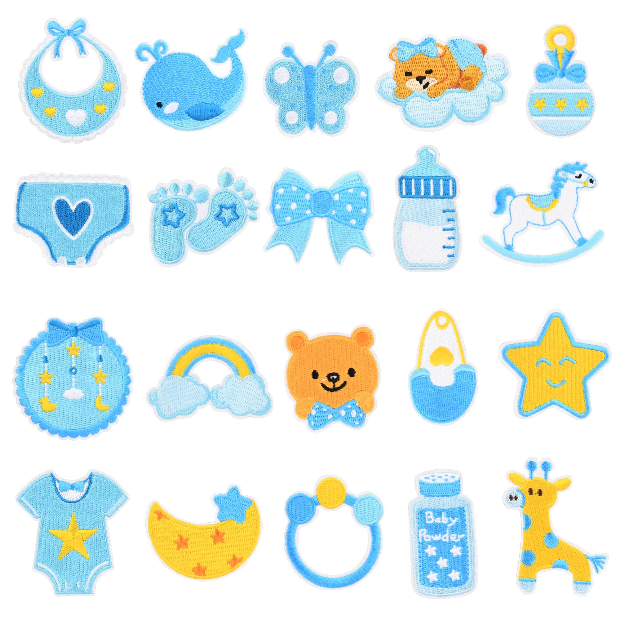 Amazon.com: Baby Iron on Patches for Boys Bibs 20pcs Blue Cartoon