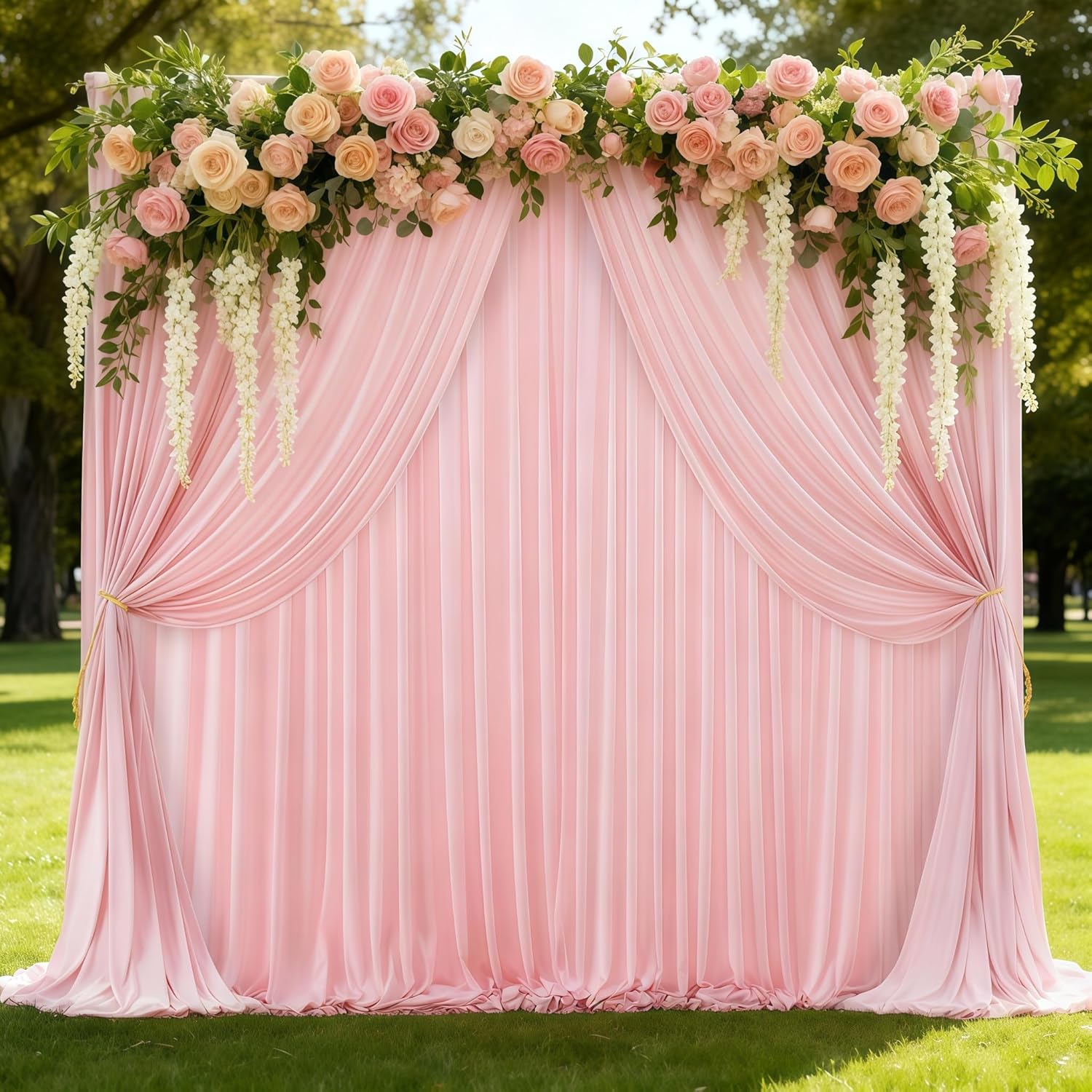 20x10ft Pink Backdrop Curtain Panels for Parties - Wrinkle Free Polyester Photo Curtain Backdrop Wedding Back Drop Fabric Drapes for Party Decorations Background for Photography