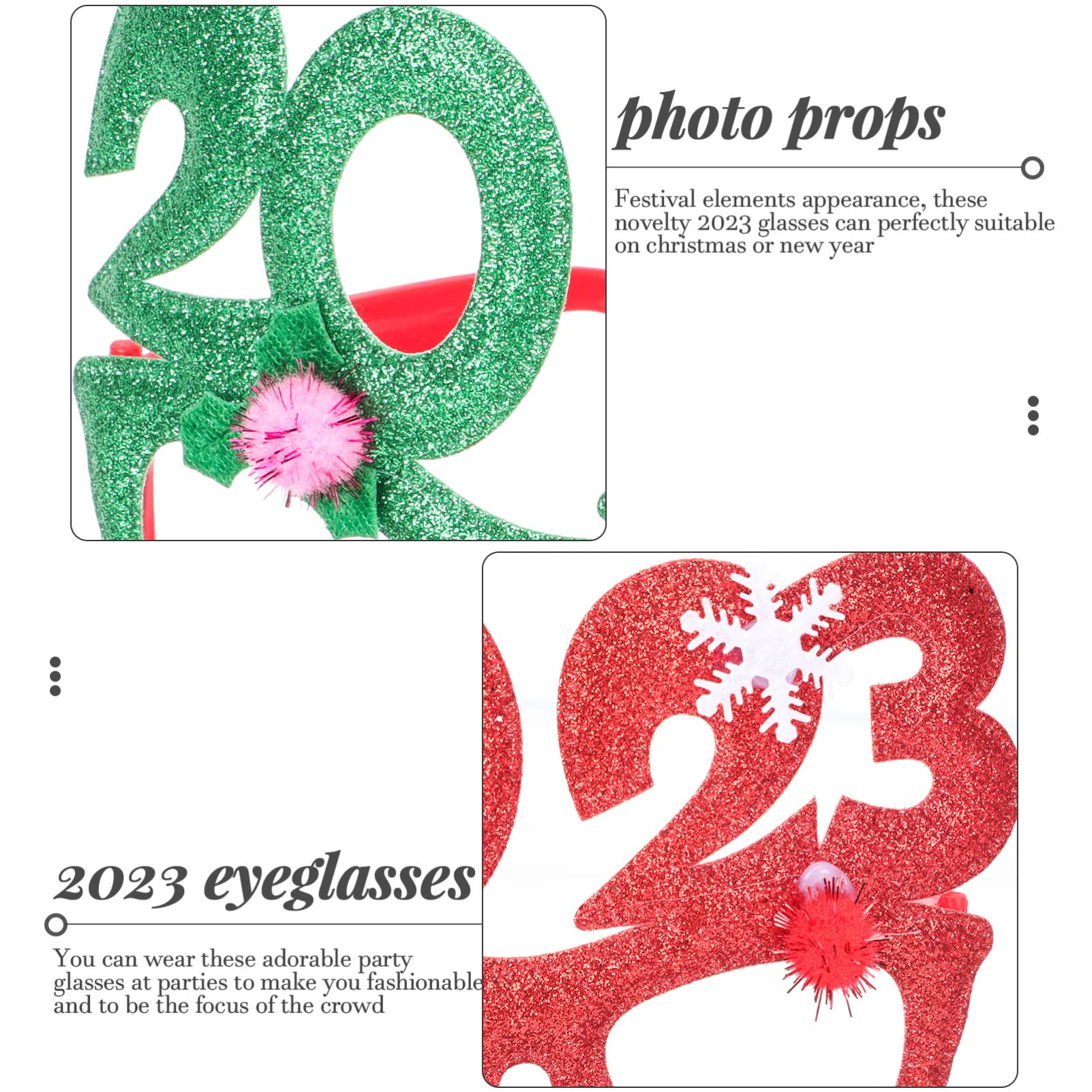 jojofuny 20stücke Neujahrsbrillen Lustige Eyeglasses Als Fotorequisiten Für Weihnachtsfeiern Rot Grün Gold Und Silber Für Partys Und Festliche Anlässe