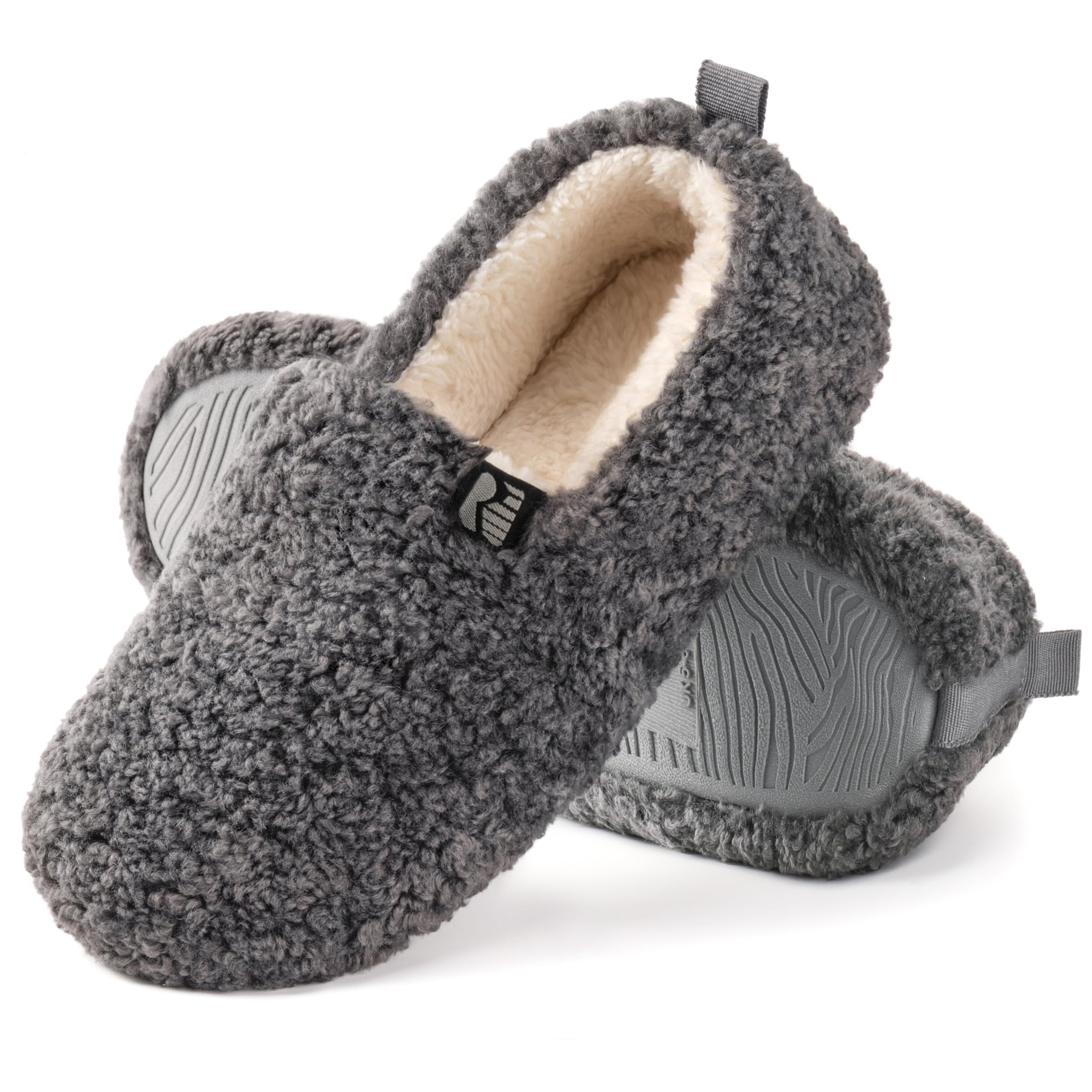 RockDove Damen Pantoffeln Puff-Ease Kunstfell Geschlossene Rücken Hausschuhe