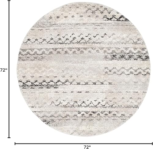 Miniatura 2 de SAFAVIEH Retro Collection RET2136 - Alfombra redonda de 6 pies color crema y gris moderna abstracta que no desprende pelusa, para comedor, entrada,