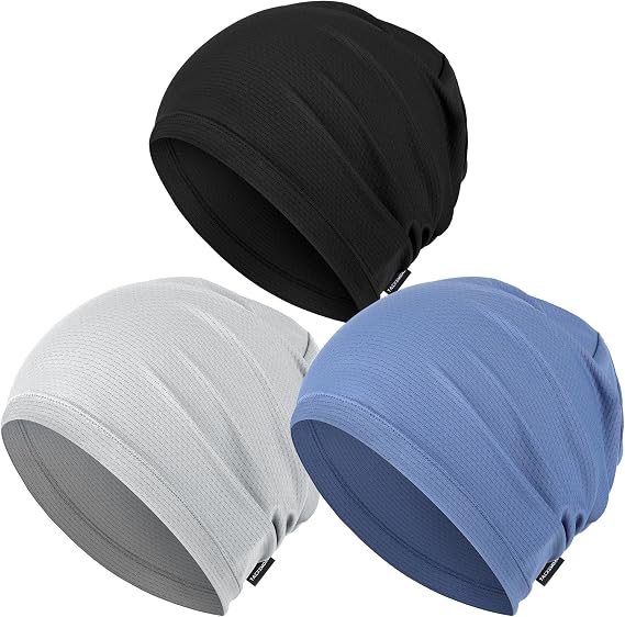 3Pcs Cooling Skull Cap Men Women, Breathable Beanie Helmet Liner