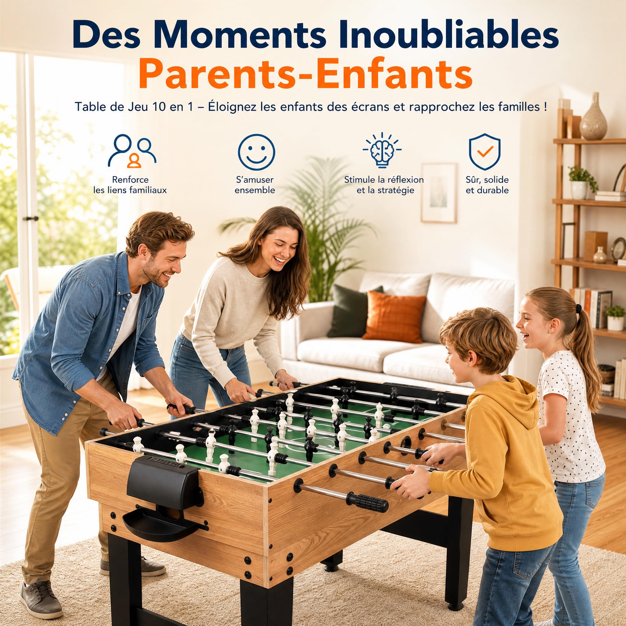 hotsizz Table multijeux 10 en 1 avec babyfoot, Table de ping Pong, Table Billard, Air Hockey et Plus Encore 121 × 61 × 73 cm Convient aux Adultes et aux Enfants.