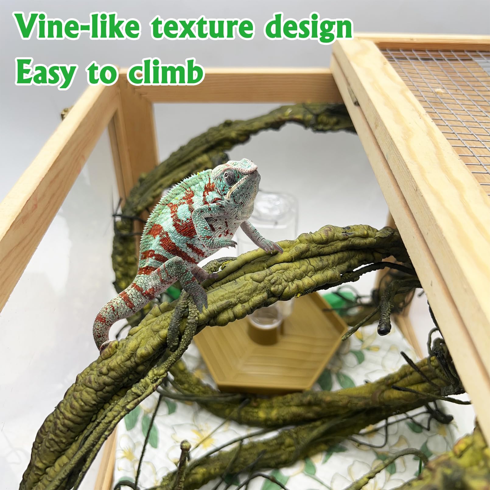 VCEPJH Große Reptilien-Reben, dicke Terrarienpflanzen, 300 cm lang, flexibel, Kletterzweig, Schlangenbecken, Aquarium, Zubehör, Grünpflanzen, Lebensraum, Dekoration für Bartagamäleon, Gecko, Frosch