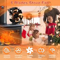 HAWCAFU 6 Lapátos Kályha Ventilátor Elektromosság Nélkül - Hőmeghajtású Kandallóventilátor Hőmérővel 2