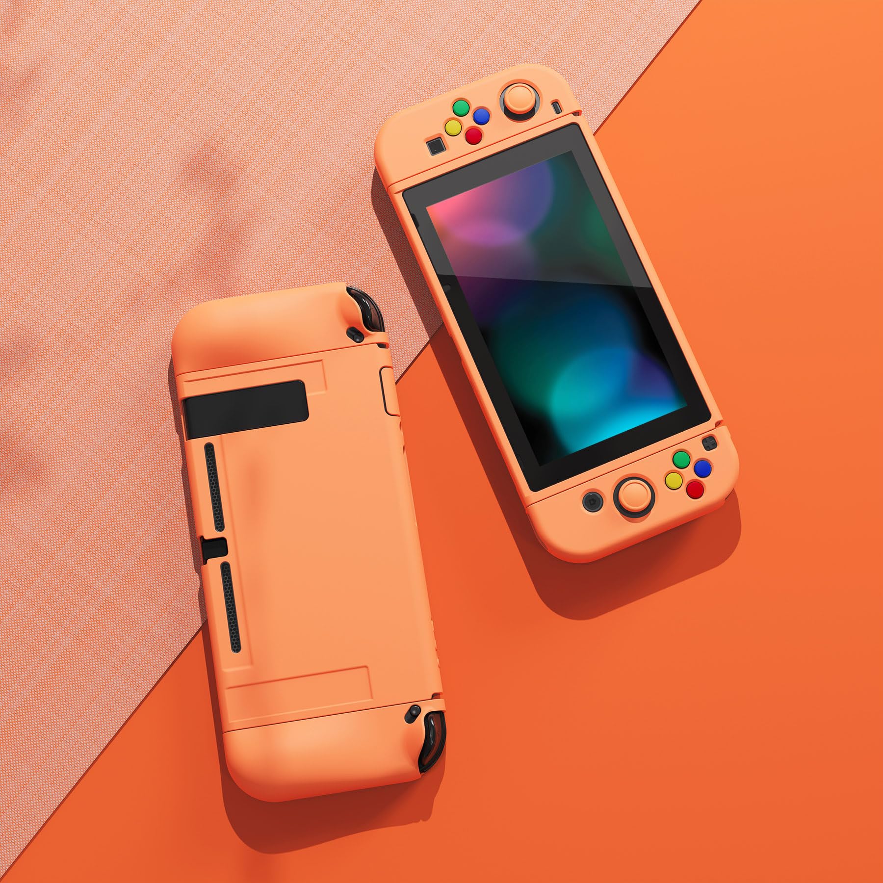 PlayVital ZealProtect Weiche Schutzhülle für Nintendo Switch Konsole Joy Con, Case Hülle Cover Zubehör für Switch mit Displayschutzfolie&Sticks Kappen&Tastenkappen(Nostalgische Rose) - 5