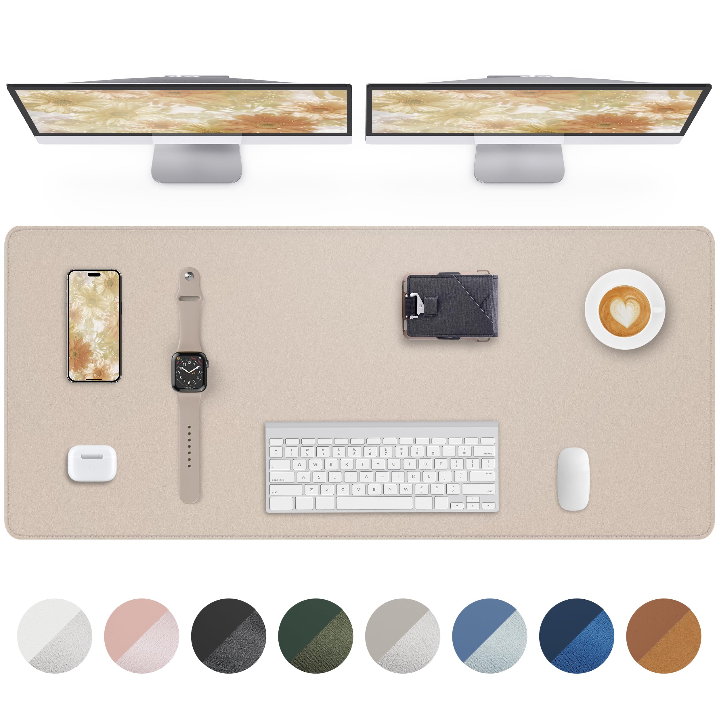 Extra Large Desk Mat - 55"x 17" Non-Slip Desk Pad for Office and Home - Ideal for Large Mouse Pad and Desk Mats on Top of Desks(Beige)