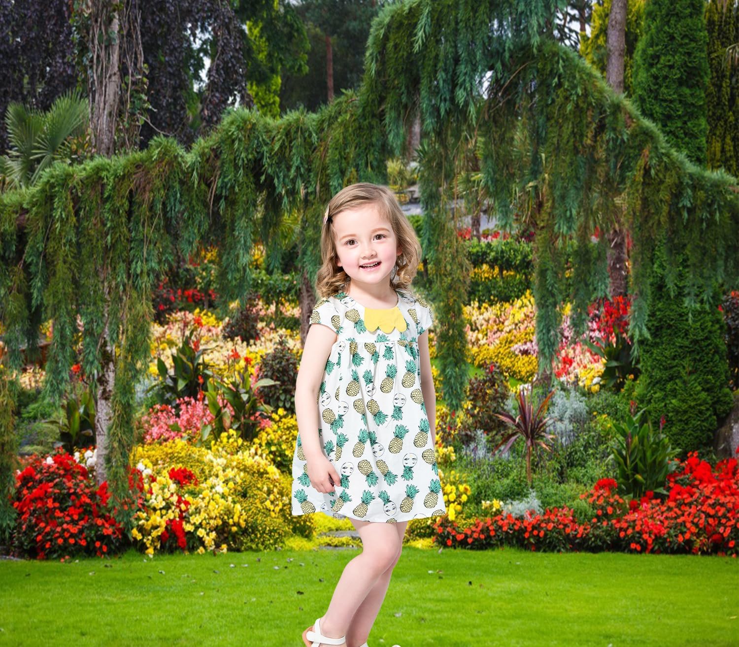 7x8ft Spring Flowerbed Garden Garage Door Decor Colourful Flowers Green Trees Grassland Natural Landscape Photography Background Hiking Wedding Birthday Party Decoration Banner