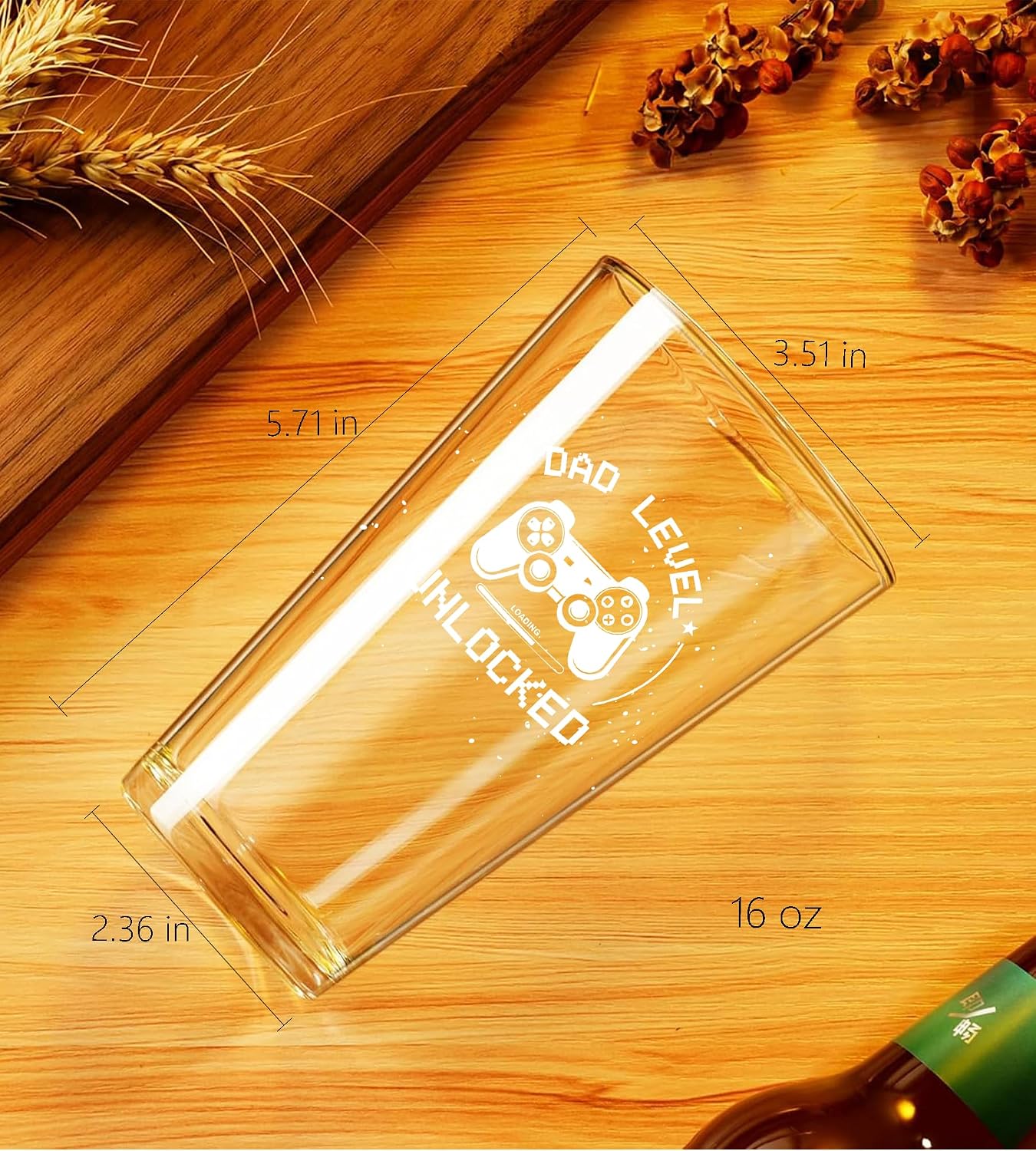 Christmas Gifts for New Dad, Daddy Birthday Gift for Father to Be, Christmas gift for New Dada Soon to Be Father Stepdad Bonusdad, Dad Level Unlocked Beer Glass