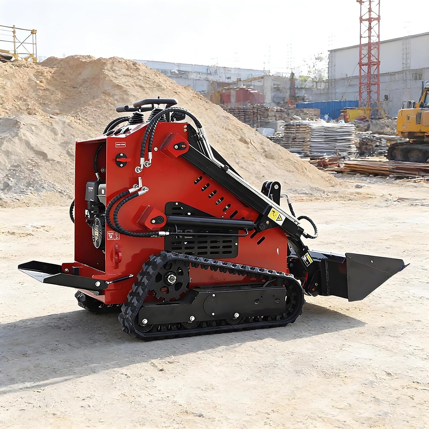 Mini Skid Steer Loader All-Terrain Mini Track Loader, Low Ground Pressure for Turf Protection, High Lift Capacity for Material Stacking & Site Cleanup