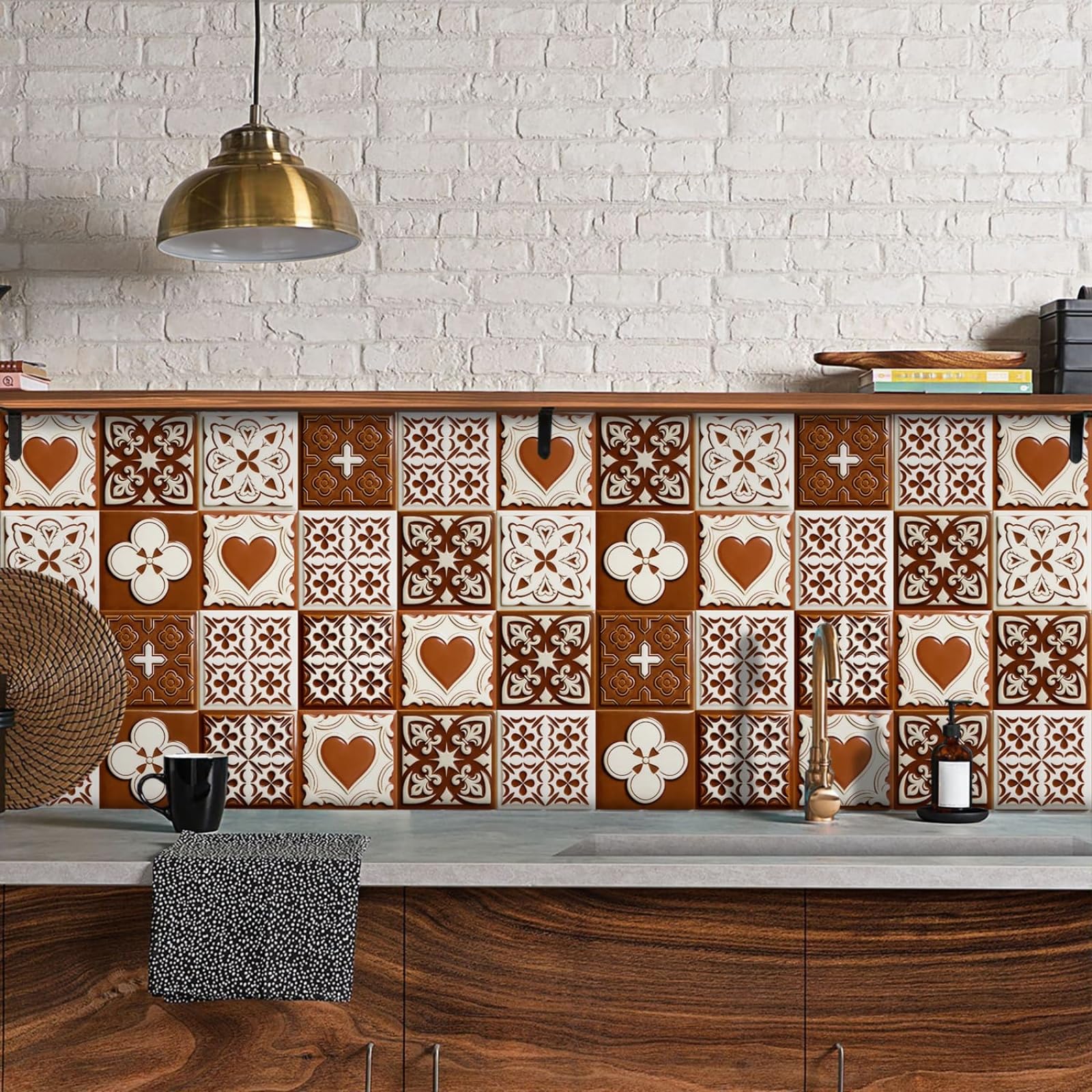 Peel and Stick Wall Tiles Bathroom 15X15CM Beige Self Adhesive Wall Tiles Kitchen Splashbacks,Vinyl Waterproof Oil Proof Home Decor