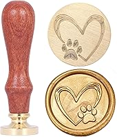 Yoption Paw Print with Heart Wax Seal Stamp - Vintage Brass Head Wooden Handle for Wedding Invites, Envelopes & Gifts