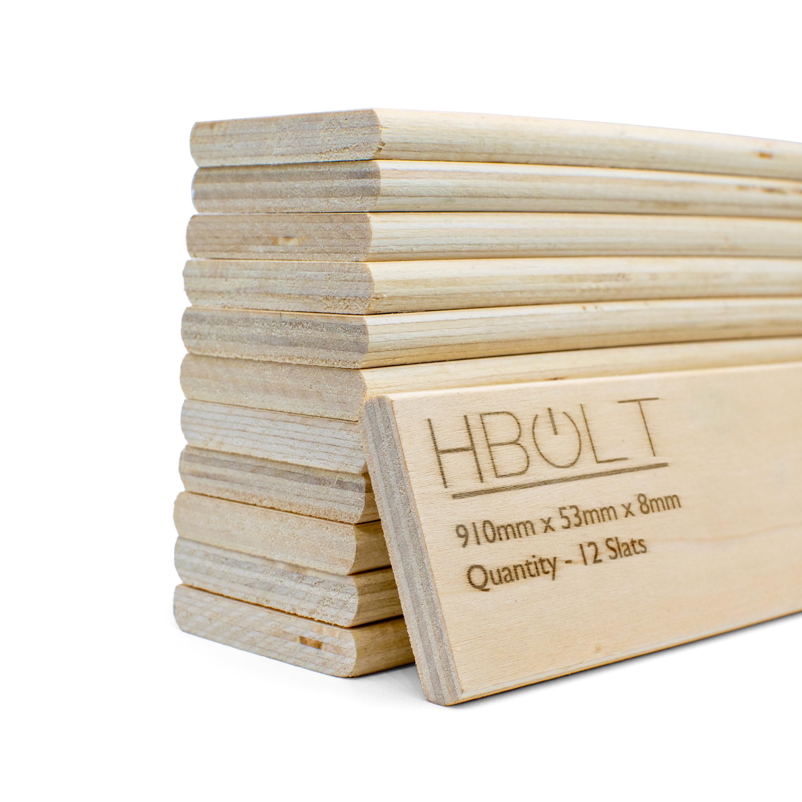 H-BOLT Premium Replacement Sprung Wooden Bed Slats – Complete Set for Single, Double & King Beds – 53mm Wide Hardwood Support (Single Bed Complete Set – 12 Slats (910mm))