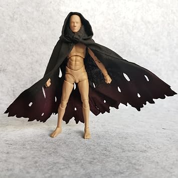 1/12 Scale Doll Clothes Action Figure Cloak for 6 inches 112 Action Figure Clothes Black Hooded