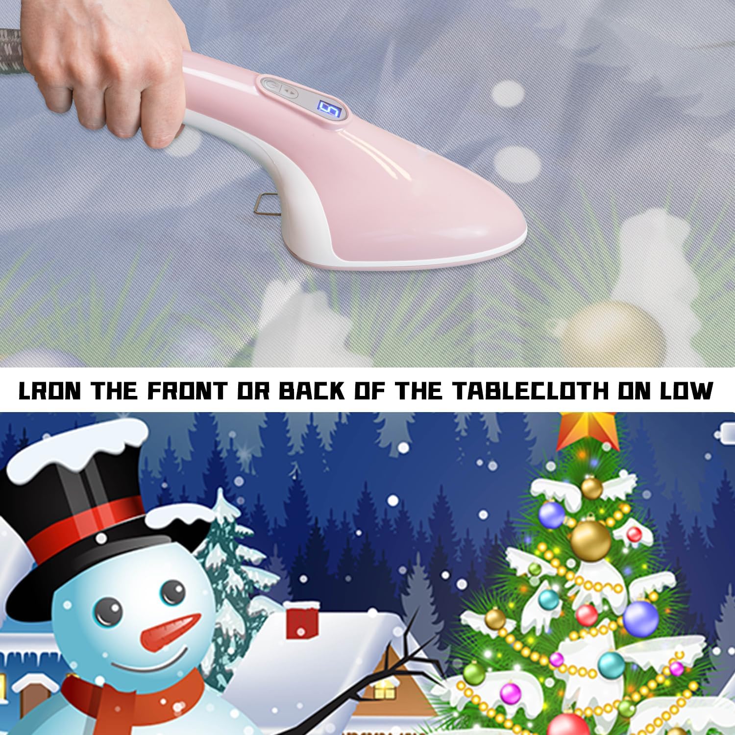 Round Fitted Tablecloth with Elastic Round Outdoor Tablecloths Christmas Fitted Table Covers for Tables Waterproof Reusable Vinyl Table Cloth for Indoor and Outdoor 52" (Round)