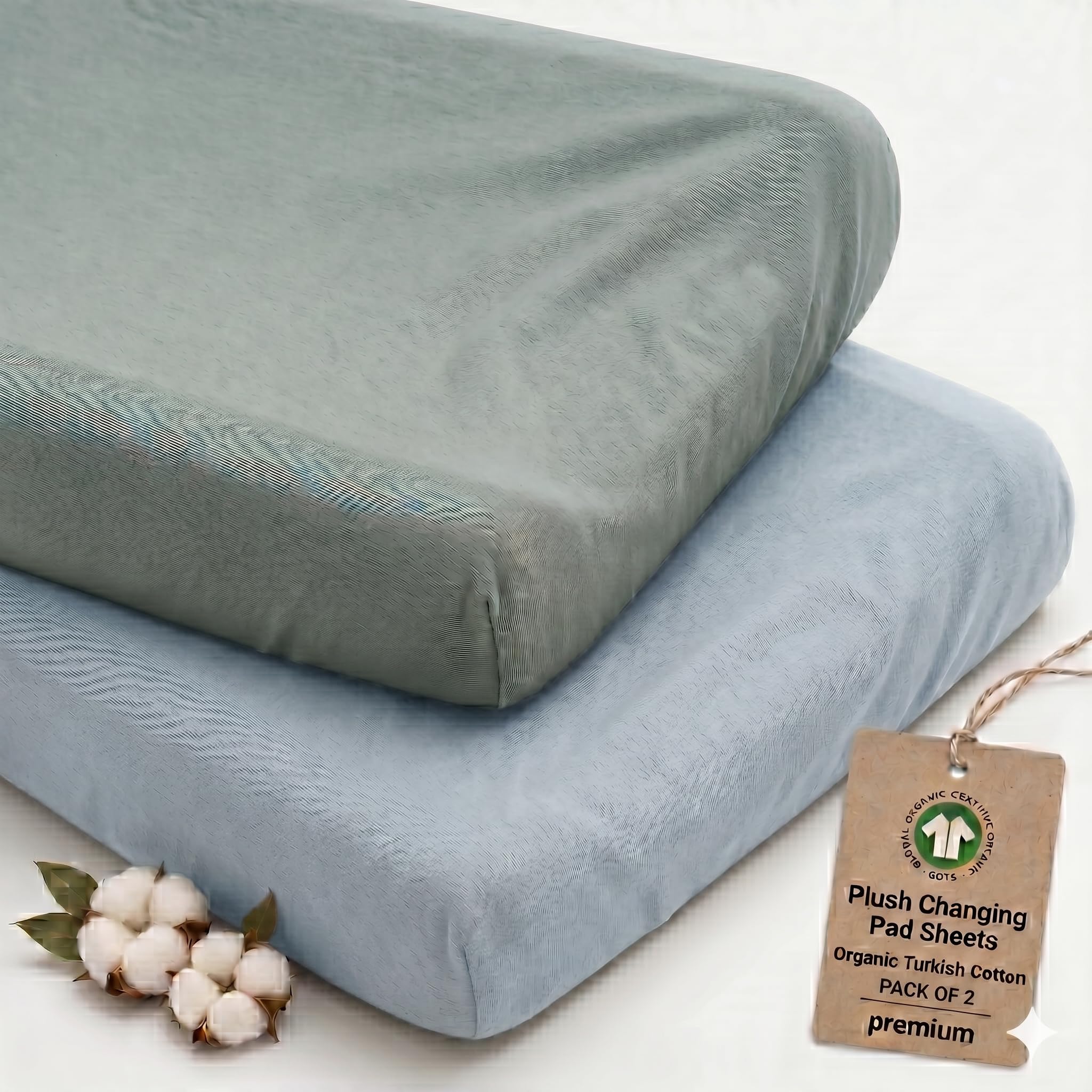 bunnyjik 2-Pack Thick Organic Changing Pad Covers Boy - changing table pads and covers | Mubboo