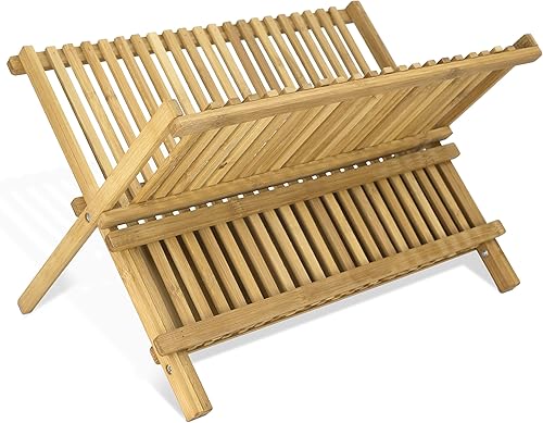 Miniatura 3 de Home Basics Escurridor de platos plegable de bambú