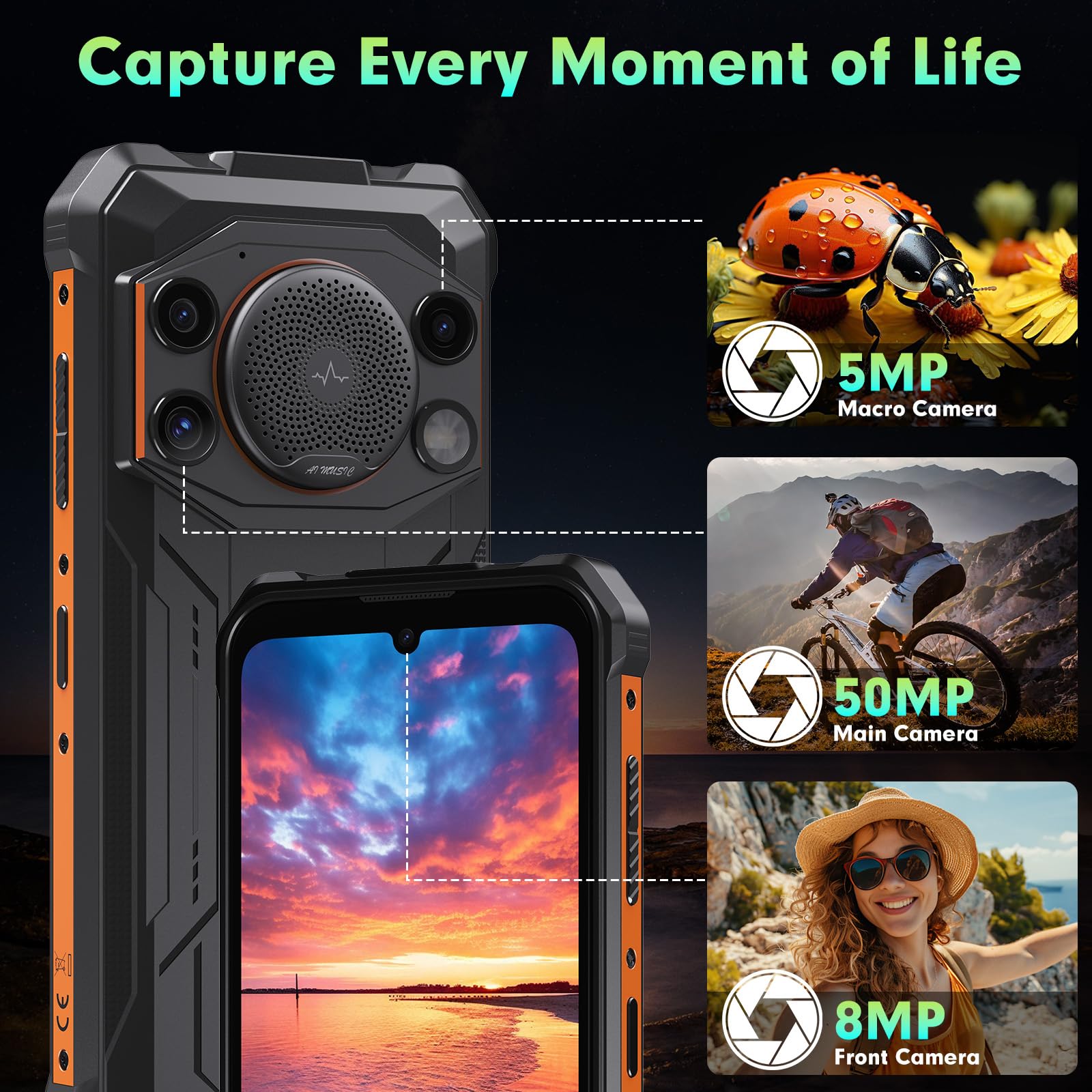 FOSSiBOT F110L Smartphone Rugged 10000mAh, Altoparlante 128dB Telefono indistruttibile, Android 15 12GB+128GB/2TB, Display 6.745” 50MP AI Dual Camera, IP68/69K 4G SIM(2026)
