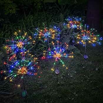 Outdoor Solar Garden Lights, 120 LEDs 8 Lighting Modes Waterproof Solar Fireworks Light for Patio Walkway Yard Pathway Decorative, Colorful(6 Pack)