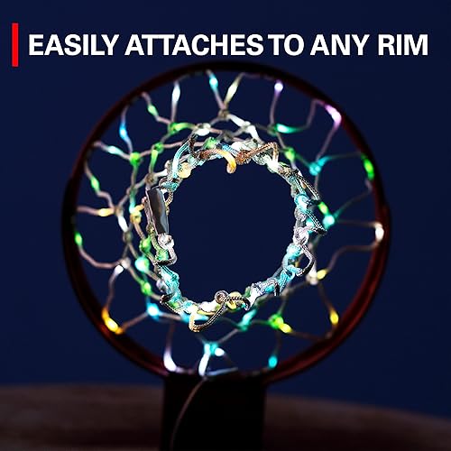 Miniatura 3 de Rukket - Red de aro de baloncesto iluminada, cambia de colores con control remoto, redes de baloncesto de repuesto LED resistentes, se adapta al