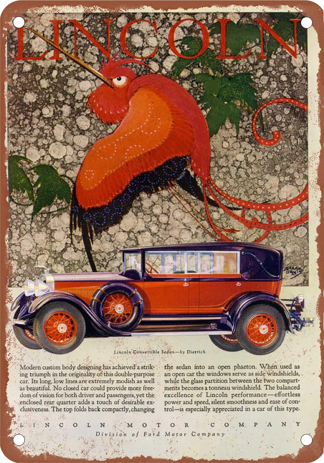 METAL SIGN - 1928 Lincoln Vintage Ad 02 - Old Retro Rusty Look home decor