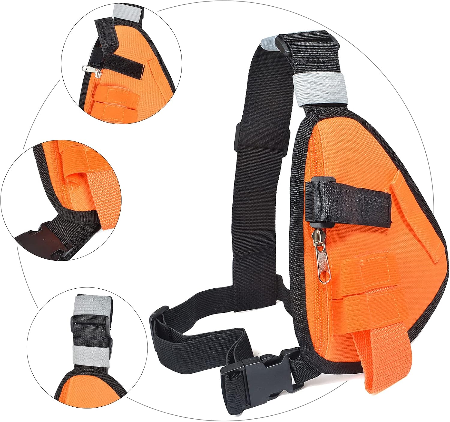 UAYESOK Two Way Radio Chest Pouch Holder Radio Chest Pack Shoulder Harness Holster Universal Vest Bag Case with Nylon Strap Belt for BAOFENG Motorola Midland Icom Cobra Walkie Talkie (Orange - Image 4