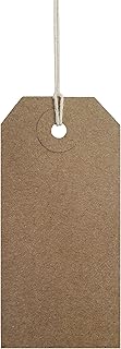 Swift Strung Tags Brown Reinforced Card Clothing Parcel Label String Hanging Gift Swing Tickets Kraft Hang Price Labelling 83mm x 41mm (Pack of 100)