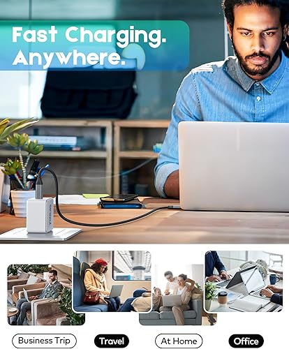 Miniatura 6 de Cargador de pared USB C de 45 W, bloque de cargador USB C GaN, cargador PD3.0 súper rápido para Samsung, iPhone 151413, iPad Pro, Pixel 76,
