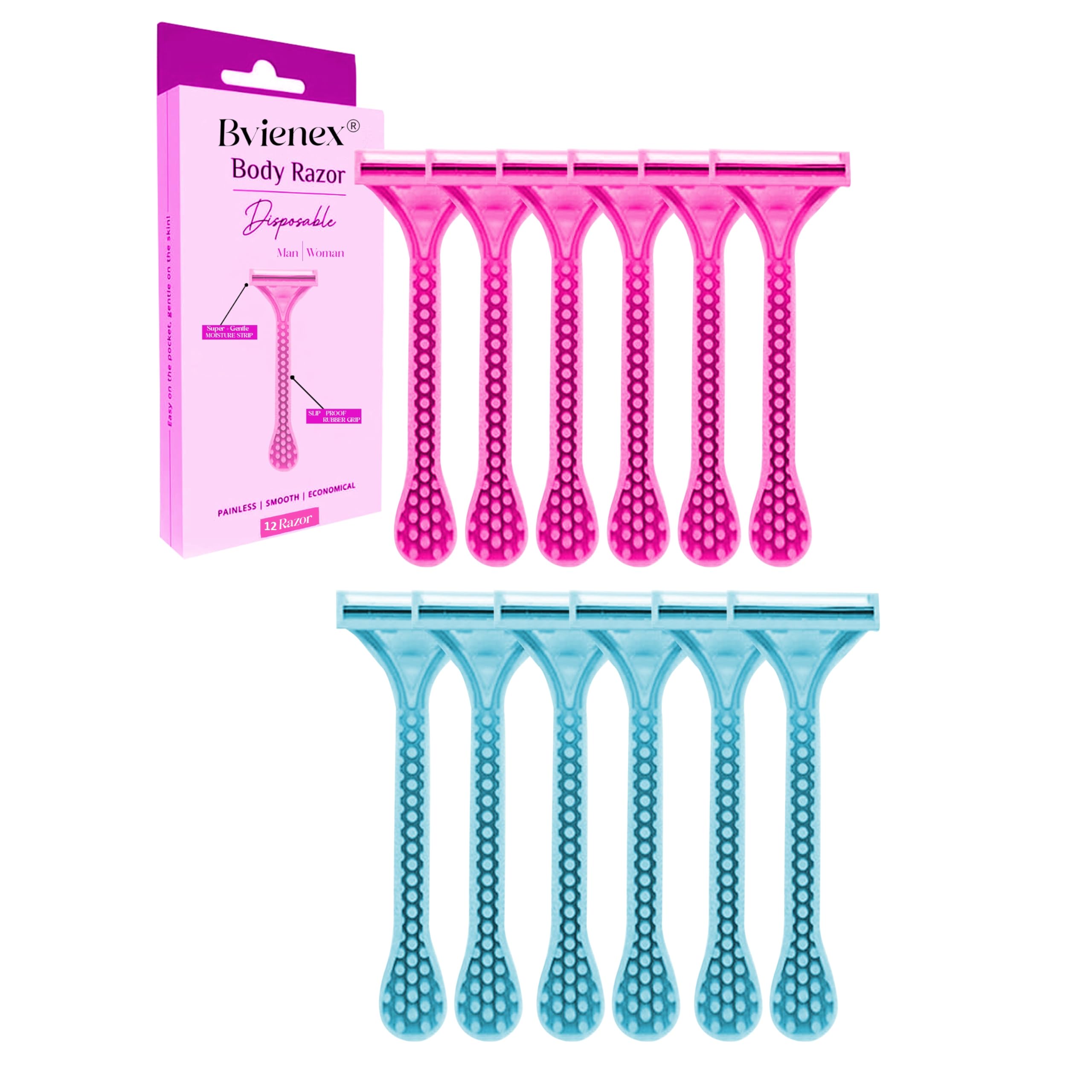 Bvienex || Disposable Razor for Body for Women and Men With Nourishing White Stripe Shaving Razor For Men And Women Travel Body Hair Removal(PACK OF 12)(MULTICOLOUR)