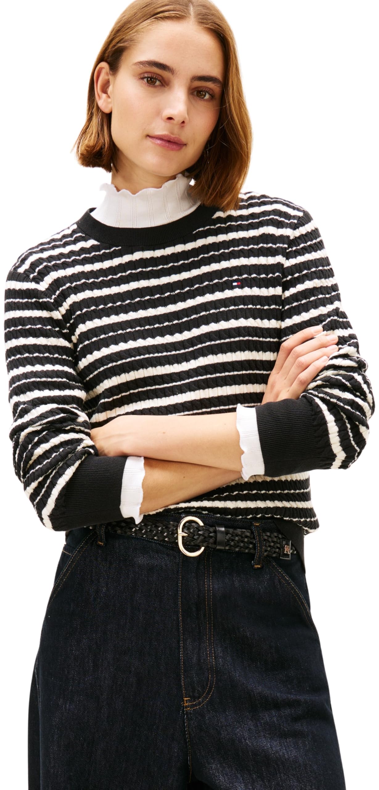 Tommy Hilfiger Damen Co Cable C-nk Ls Sweater Ww0ww44993 Pullover (1er Pack)