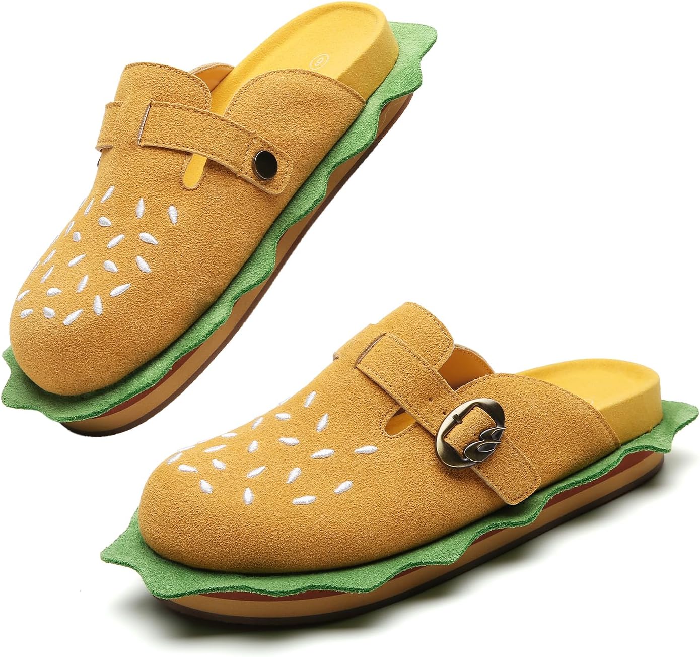 Burger Clogs for Womens Suede Leather Mules Cork Footbed Sandals Comfort Potato Shoes with Arch Support Clogs