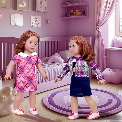 Vista 12 de Ropa y accesorios para muñecas de 18 pulgadas, 8 juegos de ropa de muñeca americana compatible con todos los trajes de muñecas de 18 pulgadas