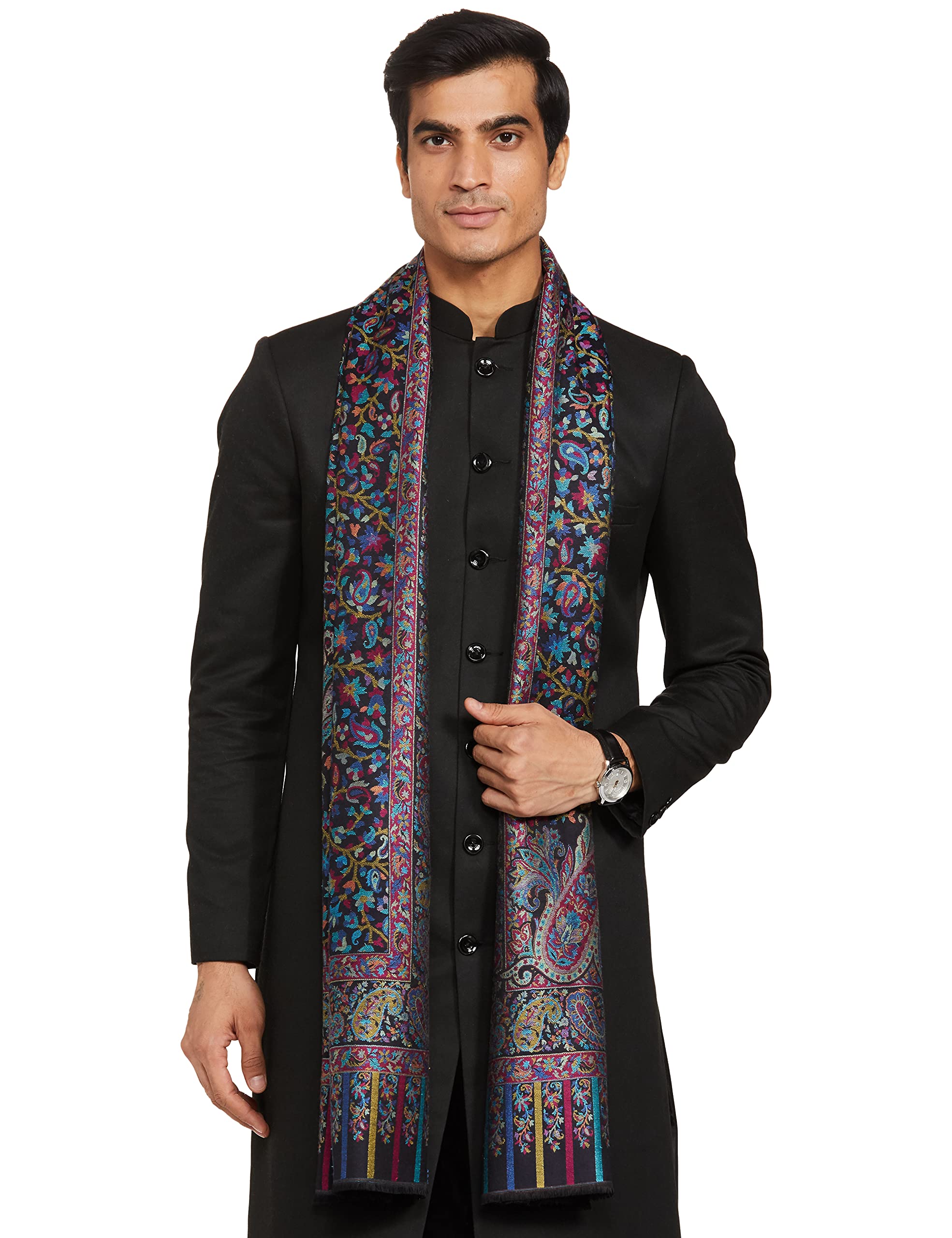 Mens fine Soft Ethnic Stole Mutli blue-image-40
