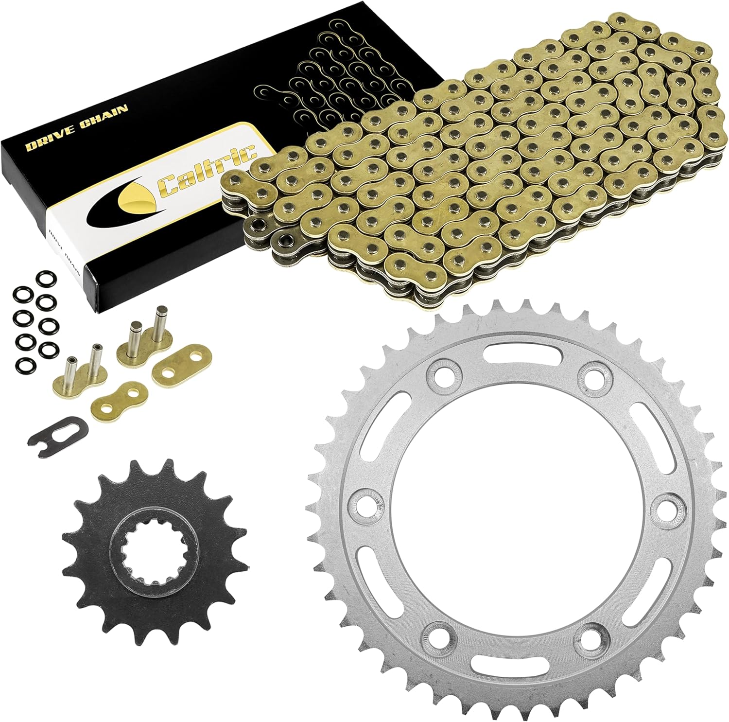 Caltric Gold O-Ring Drive Chain and Sprockets Compatible with Honda CBR929RR CBR954RR 2000-2003 Gold