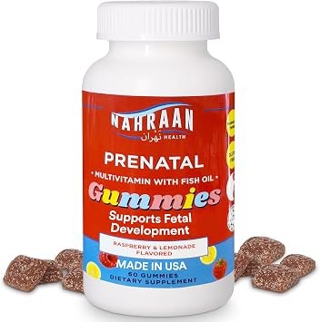 Halal Prenatal Gummies for Women - Halal Gummy Prenatal Vitamins with DHA and Folic Acid for Before/During/After Pregnancy, 60 Count, 30 Day Supply