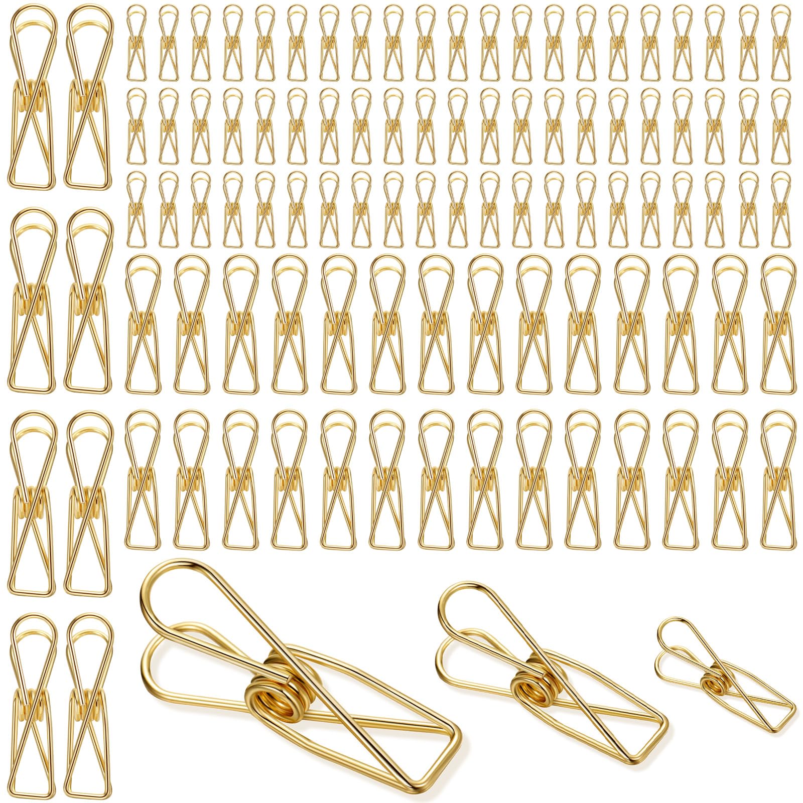 100 Stück Büroklammern, Metalldraht, ausgehöhlte Wäscheklammern, Mehrzweck-Binder-Clips, Rechnung, Rechnung, Rechnung, Edelstahl, hängende Wäscheklammern für Schule, Küche, Outdoor, Büro (klein