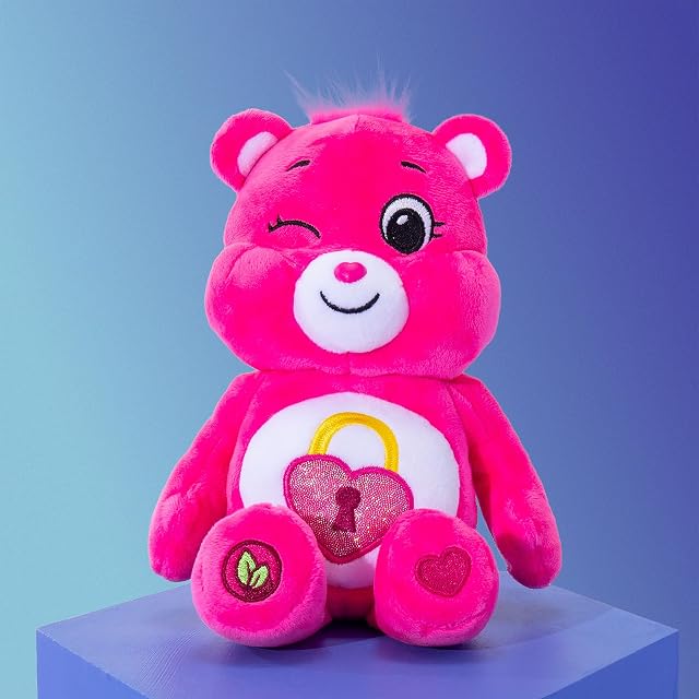 Foto 5 de 5 de Basic Fun Care Bears Peluche Brillante 22 cm - Secret Bear - Osito Ecológico con Emblema de Candado y Corazón