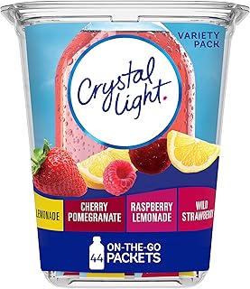 Crystal Light Lemonade, Cherry Pomengrate, Raspberry Lemonade & Wild Strawberry Powdered Drink Mix Variety Pack, 44 ct On-the-Go-Packets
