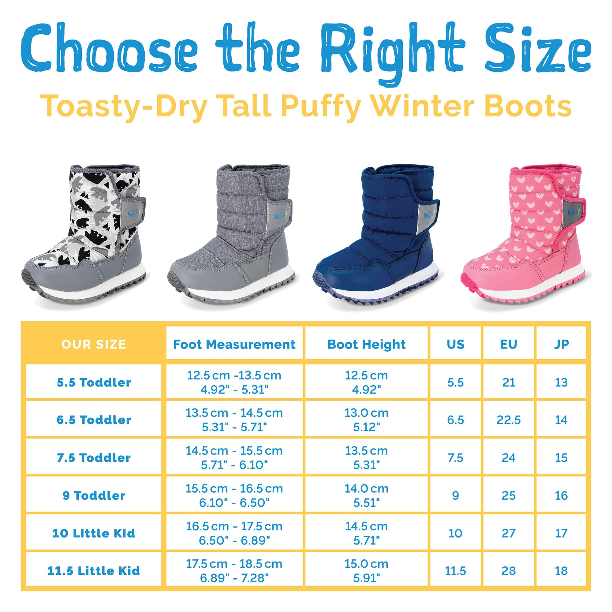JAN & JUL Botas de nieve resistentes al agua para niños pequeños y niños