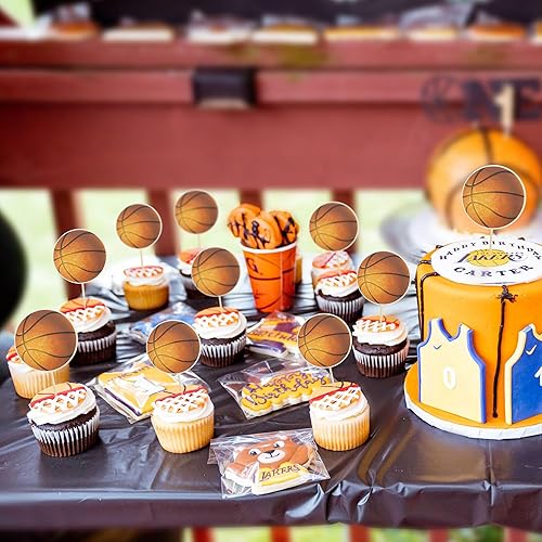Miniatura 6 de 24 piezas de decoración de baloncesto para cupcakes con temática de estrellas, para baby shower, baloncesto, jugadores deportivos, suministros de