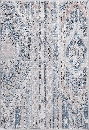 Miniatura 11 de Unique Loom Portland Collection Southwestern - Alfombra de área a rayas tono sobre tono (2 pies 2 pulgadas x 3 pies, rectangular, azul